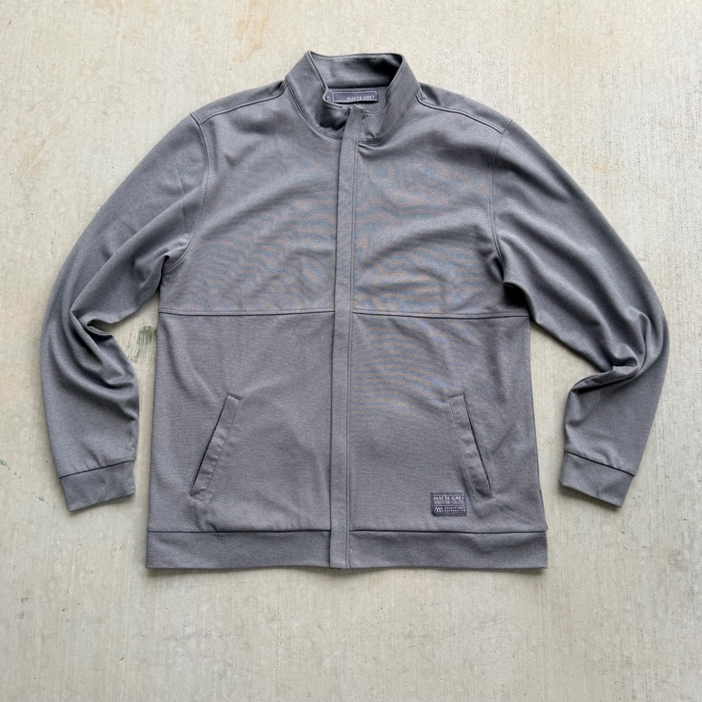 Matte Grey Golf Jacket Men Size Large Stretch Performance Zip Up